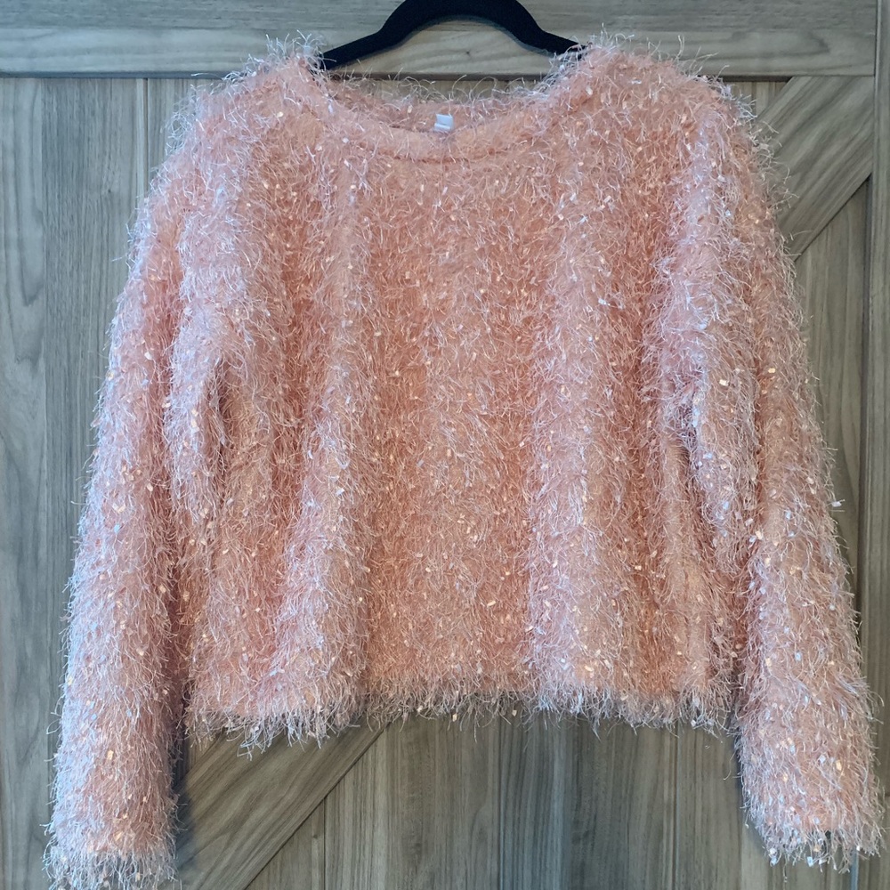 Xhilaration eyelash fluffy pink top